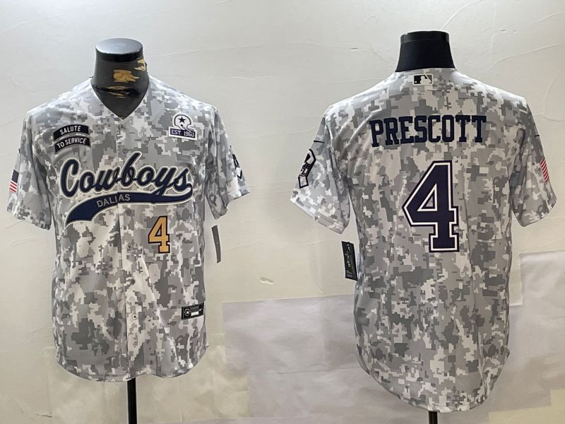 Men Dallas Cowboys 4 Prescott Nike Arctic Camo 2024 Salute to Service Limited NFL Jersey style 5